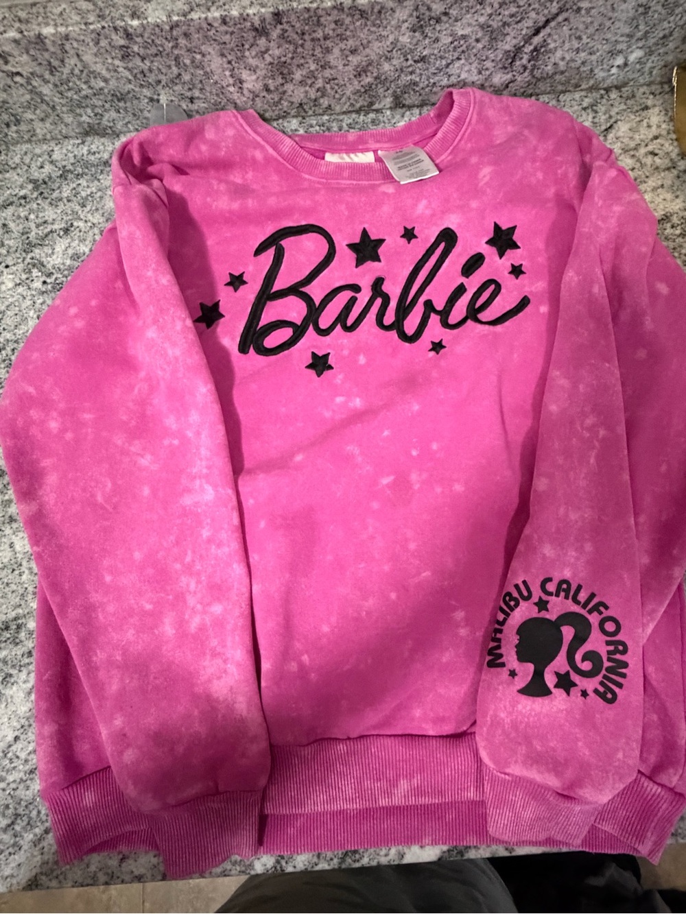 Barbie Bright Pink Tie-Dye Graphic Crewneck Sweatshirt
